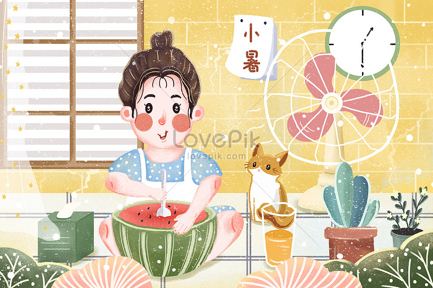 フラット 小さな 新鮮な夏 女の子 スイカを食べる イラストイメージ 図 Id Prf画像フォーマットpsd Jp Lovepik Com