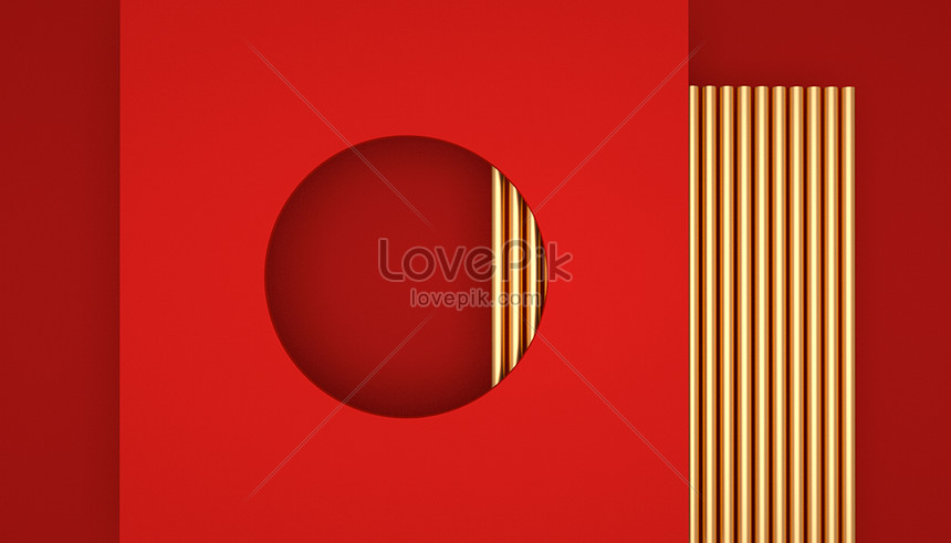 Three-dimensional red gold background creative image_picture free ...