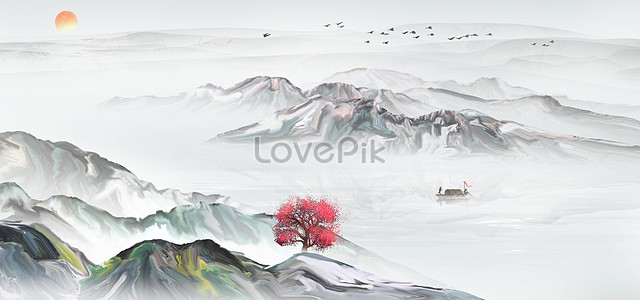 New chinese landscape illustration image_picture free download ...