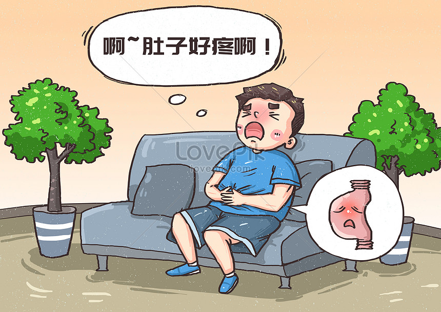 Stomach pain cartoon illustration image_picture free download  