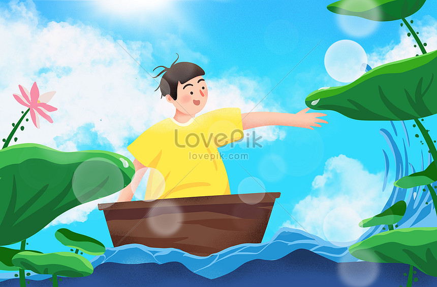 Summer time river water illustration image_picture free download  