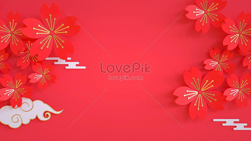 Fondo Rojo De Flores De Estilo Chino Descargar Papel Tapiz Fondos De Banner Fondo Del Cartel Lovepik