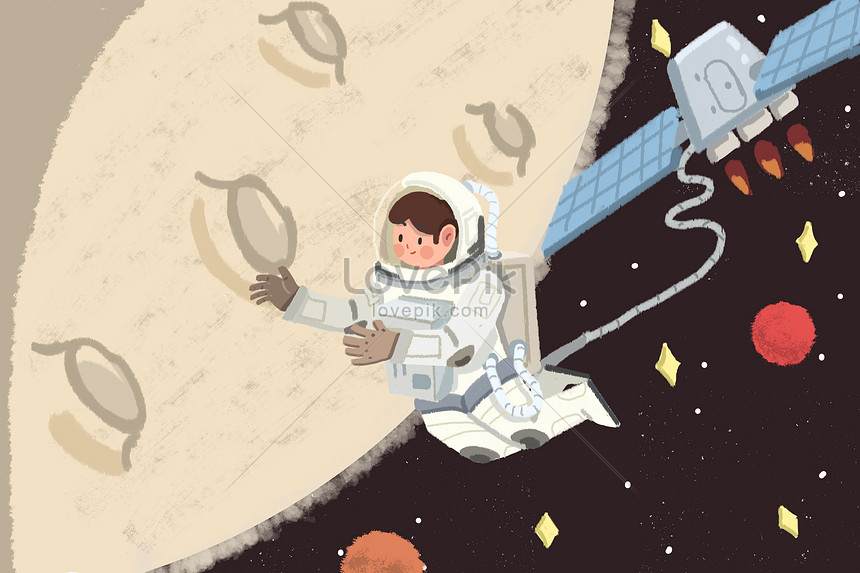 Astronauta En La Luna La Luna La Luna | PSD ilustraciones imagenes descarga  gratis - Lovepik