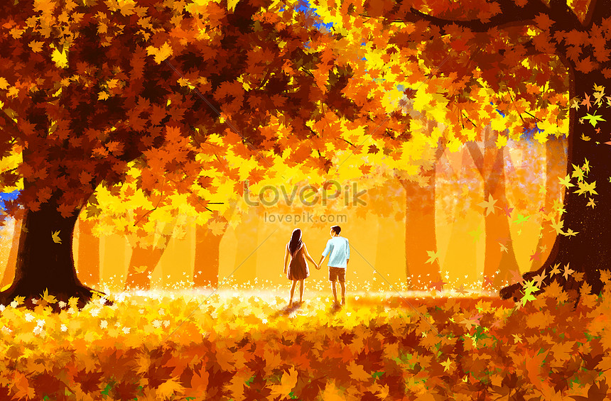 가을 단풍 나무 숲 축제 일러스트 무료 다운로드 - Lovepik