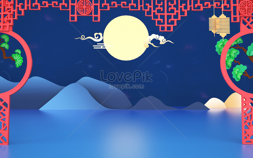 Paper cut wind mid autumn festival background creative image_picture free  download 