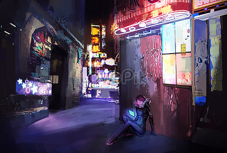 Cyberpunk Neon City Illustration Image Picture Free Download Lovepik Com