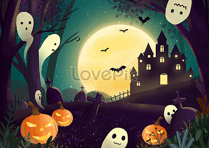 Halloween castle atmosphere background illustration image_picture ...