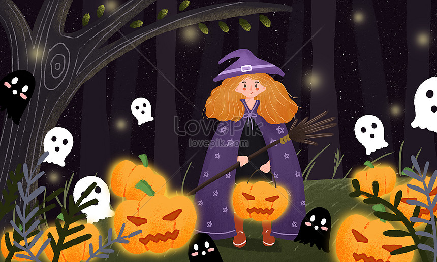 Cartoon Phong Cách Dễ Thương Halloween Minh Họa Hình ảnh | Định dạng hình  ảnh PSD 401638335