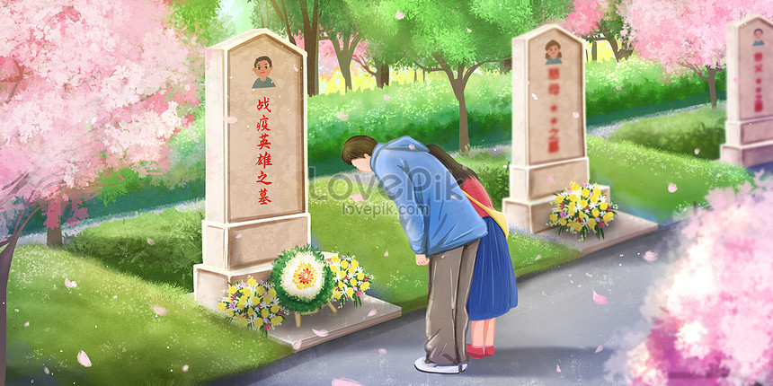 Tomb sweeping in memory of qingming festival illustration image_picture  free download 