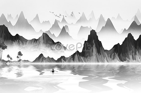 New chinese landscape painting illustration image_picture free download ...