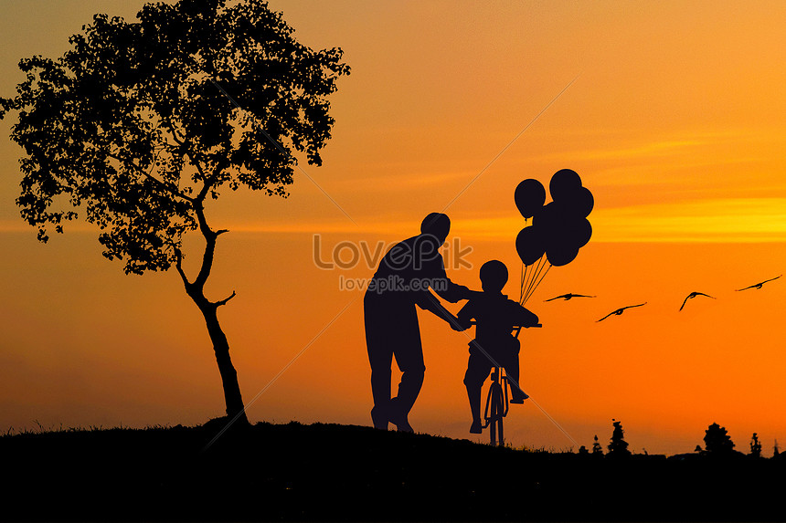 Father And Son Sunset Silhouette Creative Image Picture Free Download 401739507 Lovepik Com