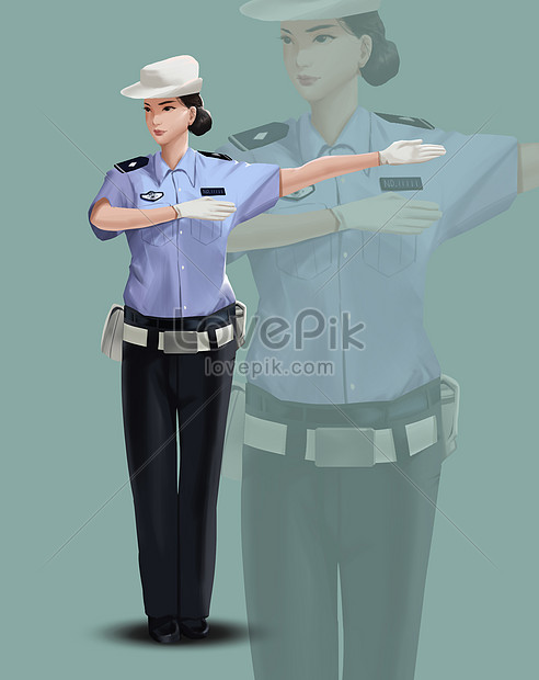 여성 교통 경찰 일러스트 무료 다운로드 - Lovepik