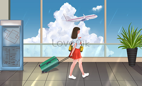 Cartoon Wind Going To Travel Girl PNG Transparent Image And Clipart ...