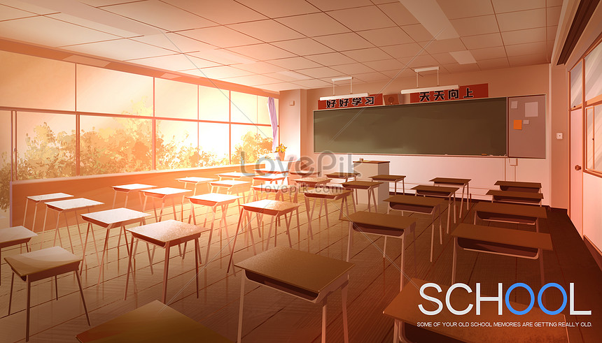 Classroom scene illustration at dusk illustration image_picture free ...