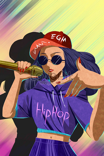 Rap performance hip hop female illustration image_picture free download  