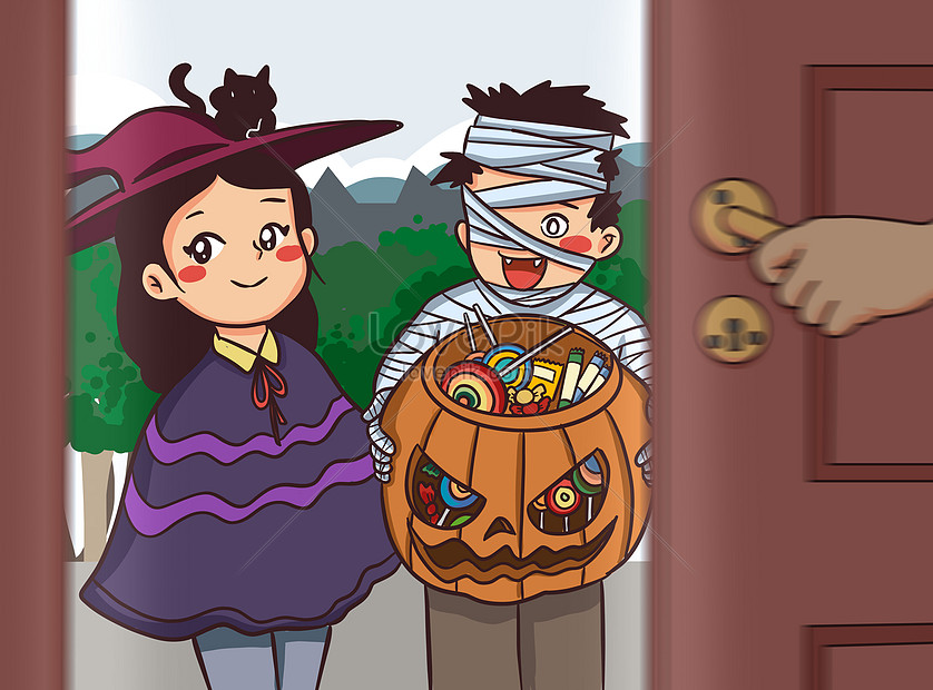 Halloween trick or treat illustration image_picture free download ...