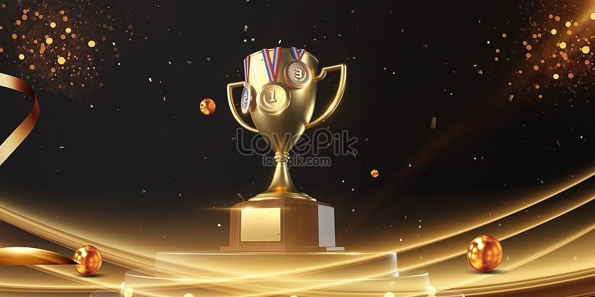 Trophy Blue Background Stock Photos and Images - 123RF