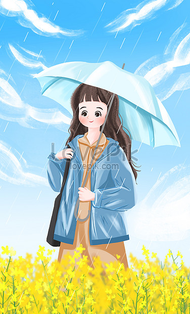 Rain girl holding umbrella illustration illustration image_picture free  download 