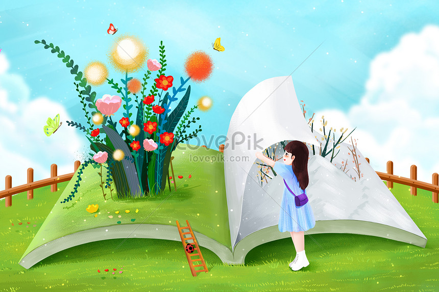Girl welcoming spring illustration image_picture free download  