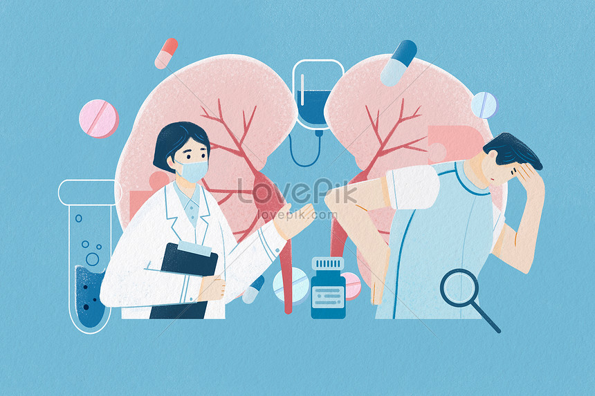 Physical organ kidney doctor, flat wind medical illustration ...