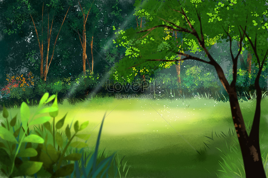 夏の太陽の森の背景シーンイラストイメージ 図 Id Prf画像フォーマットpsd Jp Lovepik Com