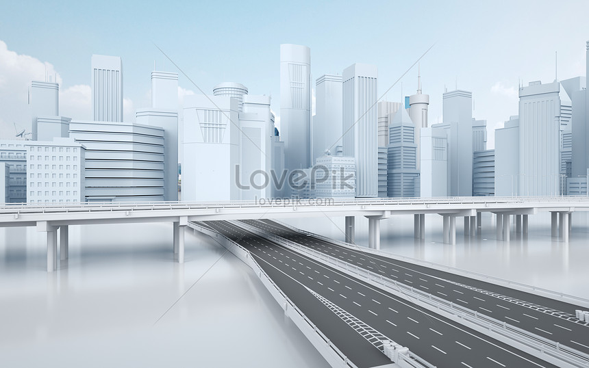 3d city bridge road creative image_picture free download  