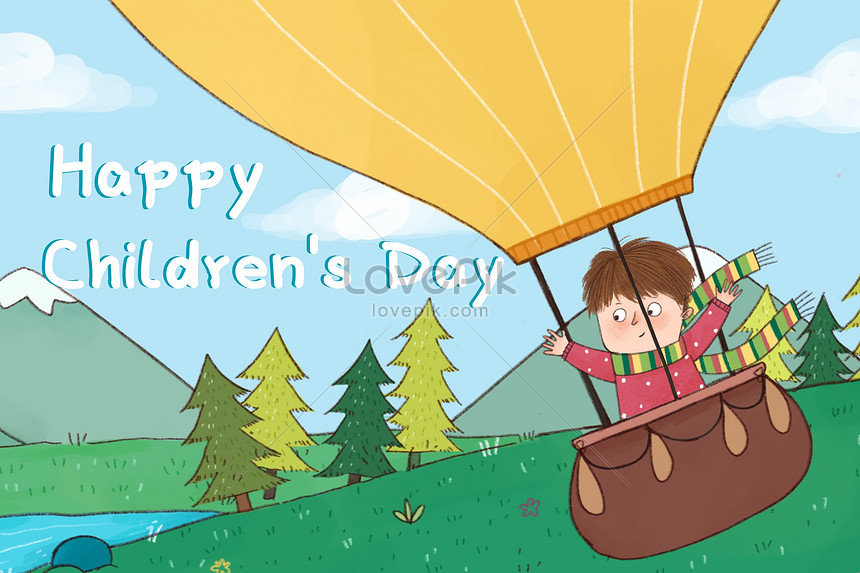 Free: Cartoon Hot air balloon Illustration - Children on a hot air balloon  