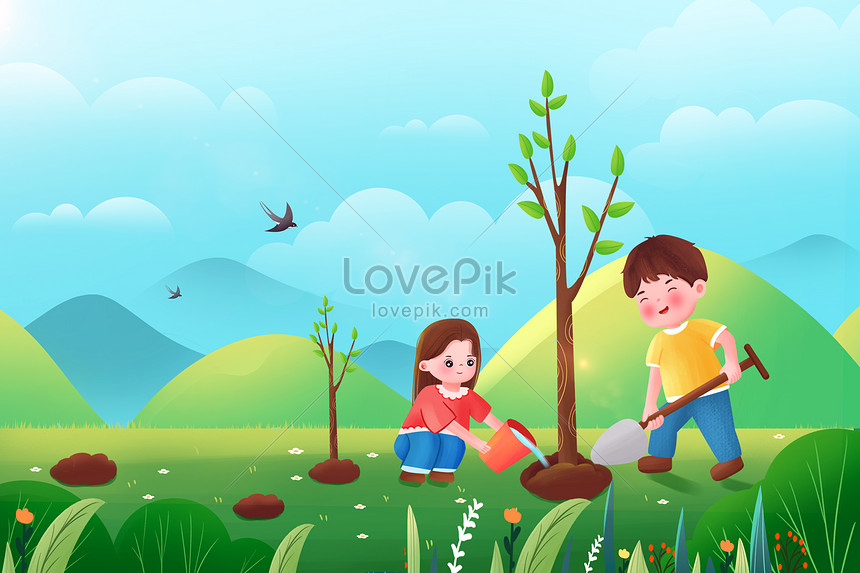 El Día Del árbol De Primavera Protege El Fondo De La Ilustración Del Medio  Ambiente | PSD ilustraciones imagenes descarga gratis - Lovepik