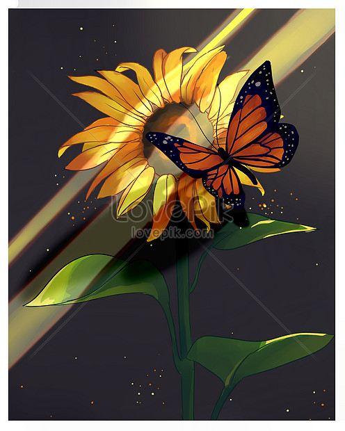 Girasol Y Mariposa | PSD ilustraciones imagenes descarga gratis - Lovepik