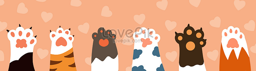 Cartoon cat paw background material illustration image_picture free  download 