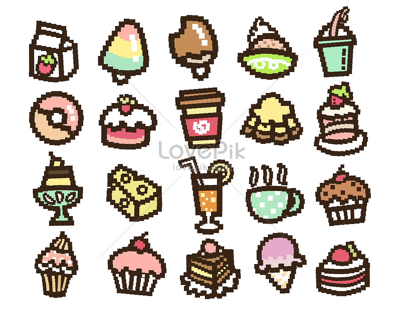 Desenho para colorir com bolo, cupcake, doces, sorvete e outros des imagem  vetorial de ellina200@mail.ru© 268637880