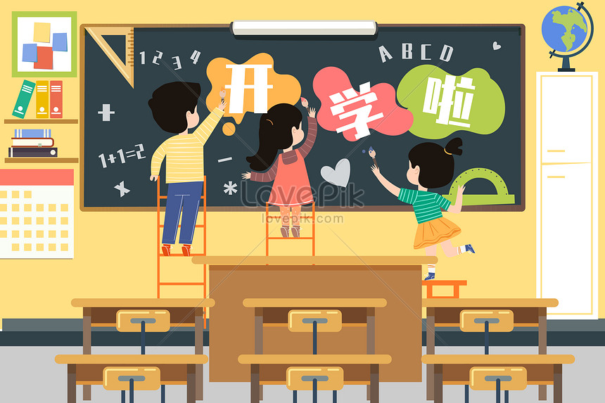 Classroom elementary school student starting vector illustration  illustration image_picture free download 