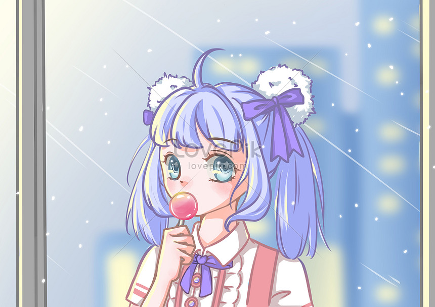 Lollipop anime girl avatar illustration image_picture free download  