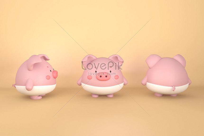 C4d dumb round small pig ip model illustration image_picture free ...