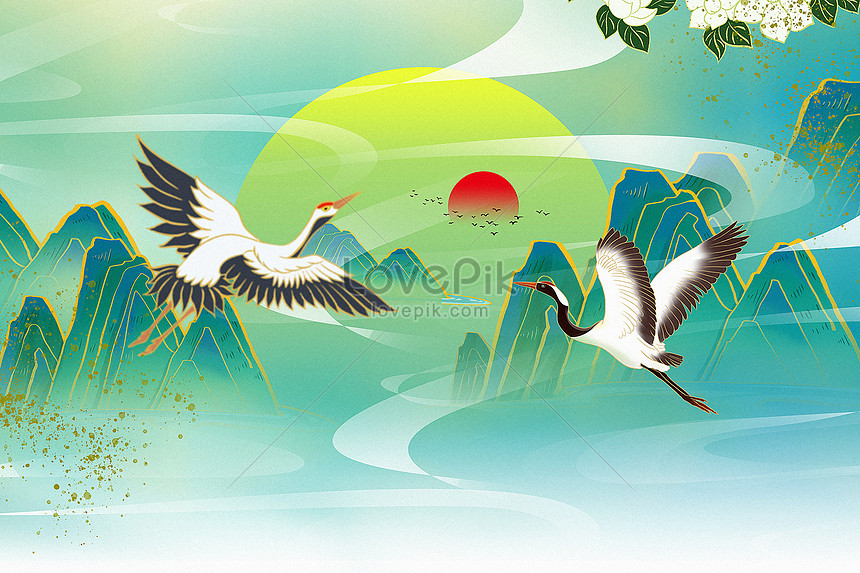 Hand-painted Wind Crane Landscape Background Map Download Free | Banner ...