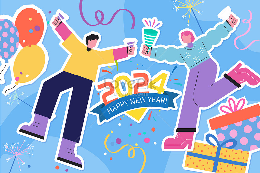 2024 holiday celebration sticker style illustration illustration image