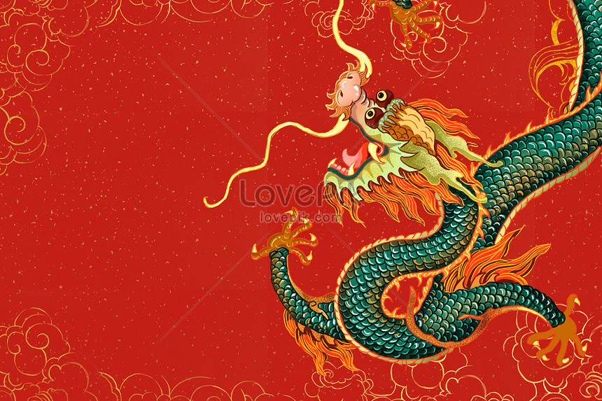 Year Of Dragon Illustration Creative Red Background Download Free