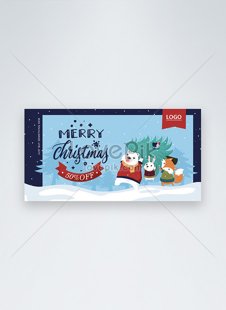 Blue Cartoon Style Christmas Promotion Facebook Ads Template, animal templates, facebook flat templates, something blue