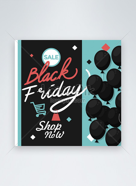 Color Fashion Style Black Friday Promotion Facebook Post Template, balloon templates, black templates, black friday