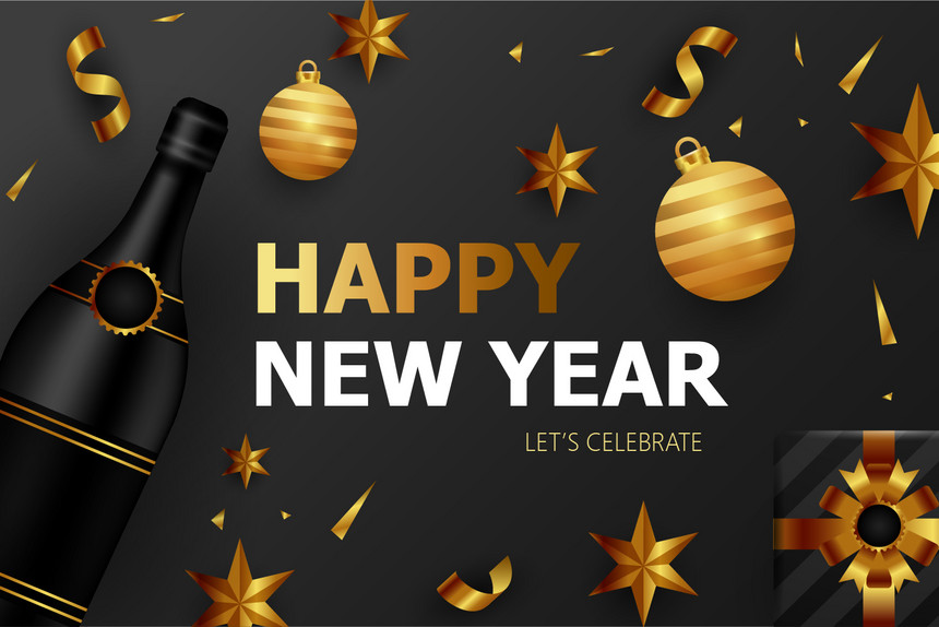 Black gold celebration happy new year creative image_picture free