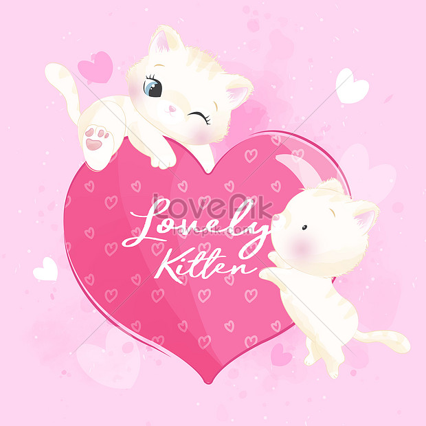 Hand drawn cute cartoon couple cat illustration image_picture free download  