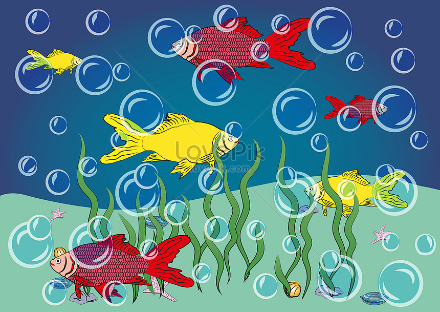 Cartoon sea fishes underwater illustration image_picture free download  