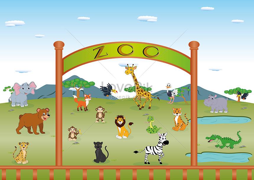 Cartoon zoo animals illustration image_picture free download  