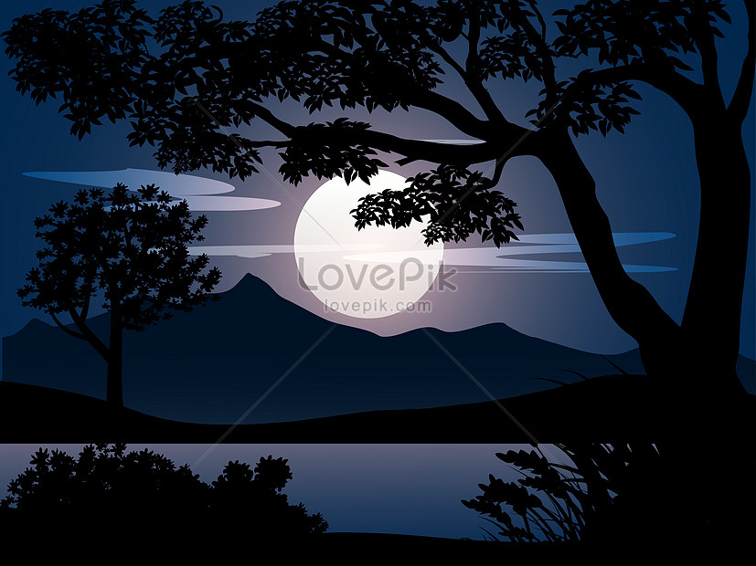 Cảnh Rừng đêm Với Trăng Tròn Hình ảnh | Định dạng hình ảnh EPS 450004655|  