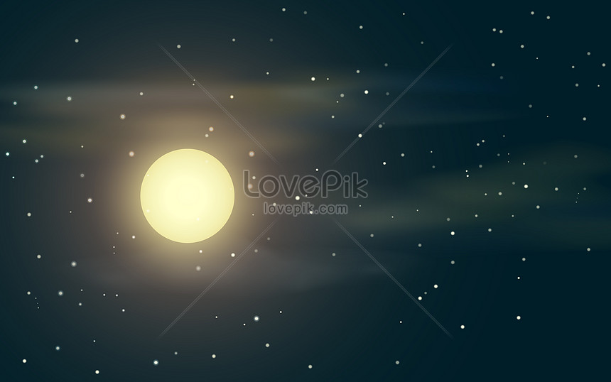 Starry sky with full moon illustration image_picture free download ...