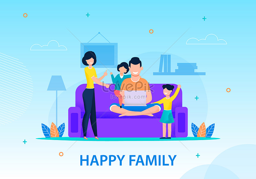 Cartoon happy family illustration image_picture free download  