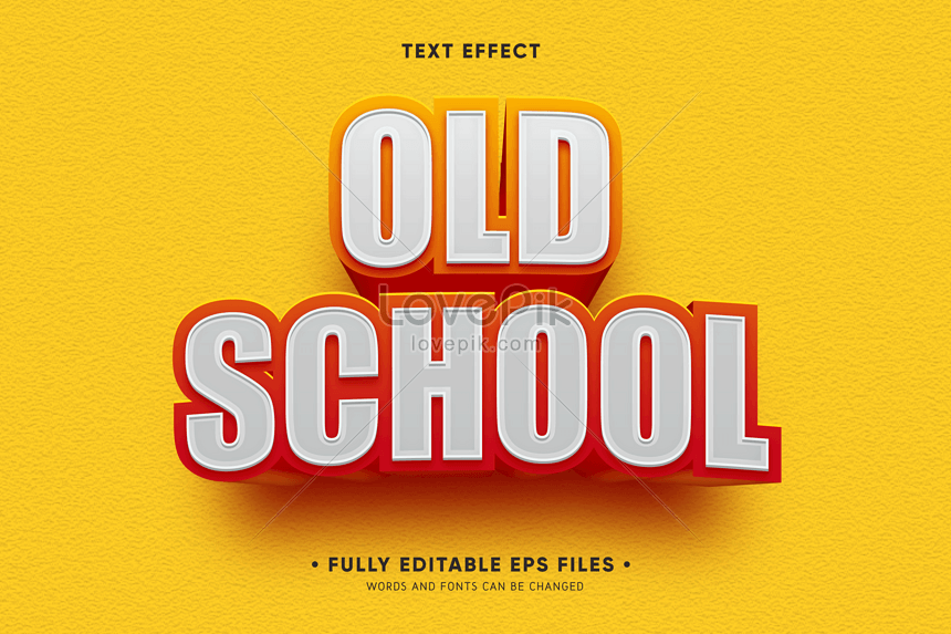  3d old school font effect design, text style, old school, effects png image