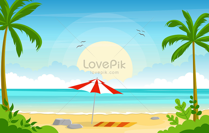 Vacation in tropical beach vector illustration image_picture free download  