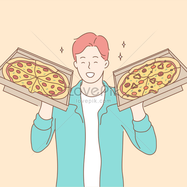 Cartoon happiness of pizza delivery vector illustration image_picture free  download 