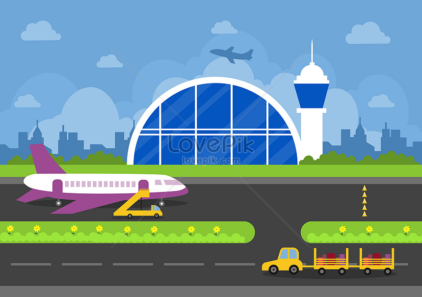 Airport terminal building flat vector illustration image_picture free  download 